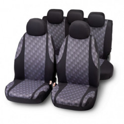 Set completo fodere universali elasticizzate nero e grigio con inserti JACQUARD