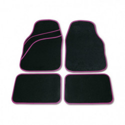 Set tappeti moquette universali Wave rosa 4 pezzi