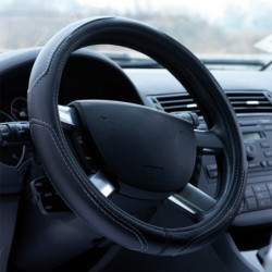 Coprivolante "ROAD" nero/grigio in simil pelle 37/39CM cuciture a vista