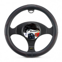 Coprivolante "ROAD" nero/rosso in simil pelle 37/39CM cuciture a vista