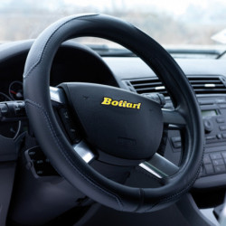 Coprivolante "ROAD" nero/blu in simil pelle 37/39CM cuciture a vista