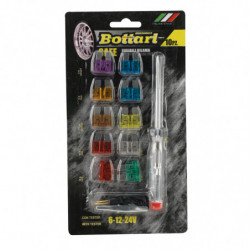 FUSIBILI BILAMA "EASY SAFE" SET 10 PZ. + TESTER per impianti a 6/12/24V