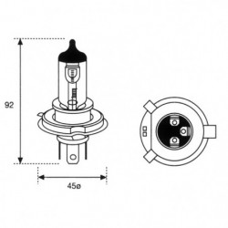 Lampada alogena 12V H4 60/55 W P43t +50% Luminosità