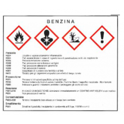 Benzina - Targa avvertenze...